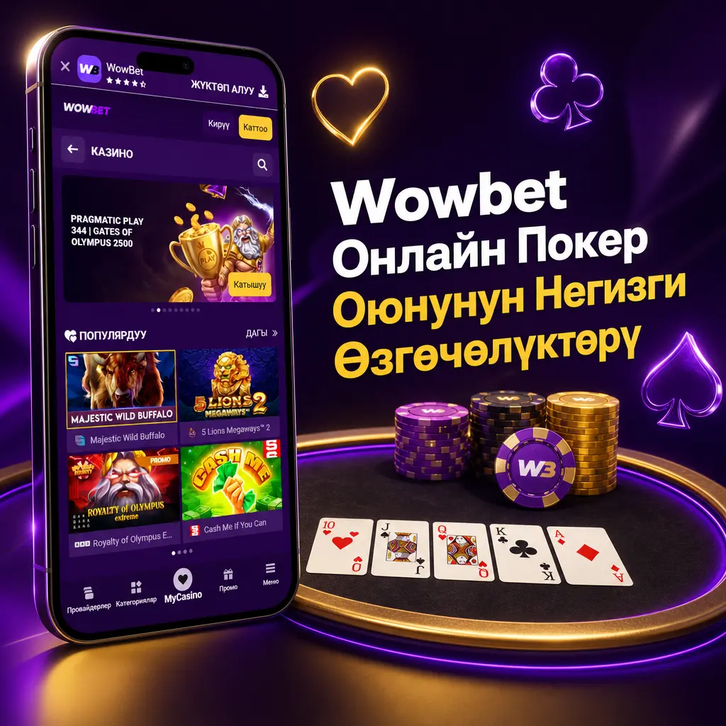 Wowbet онлайн покер столунда карталардын күчтүү комбинациясын чогултуу жана виртуалдык дилерге каршы ойноо көрүнүшү