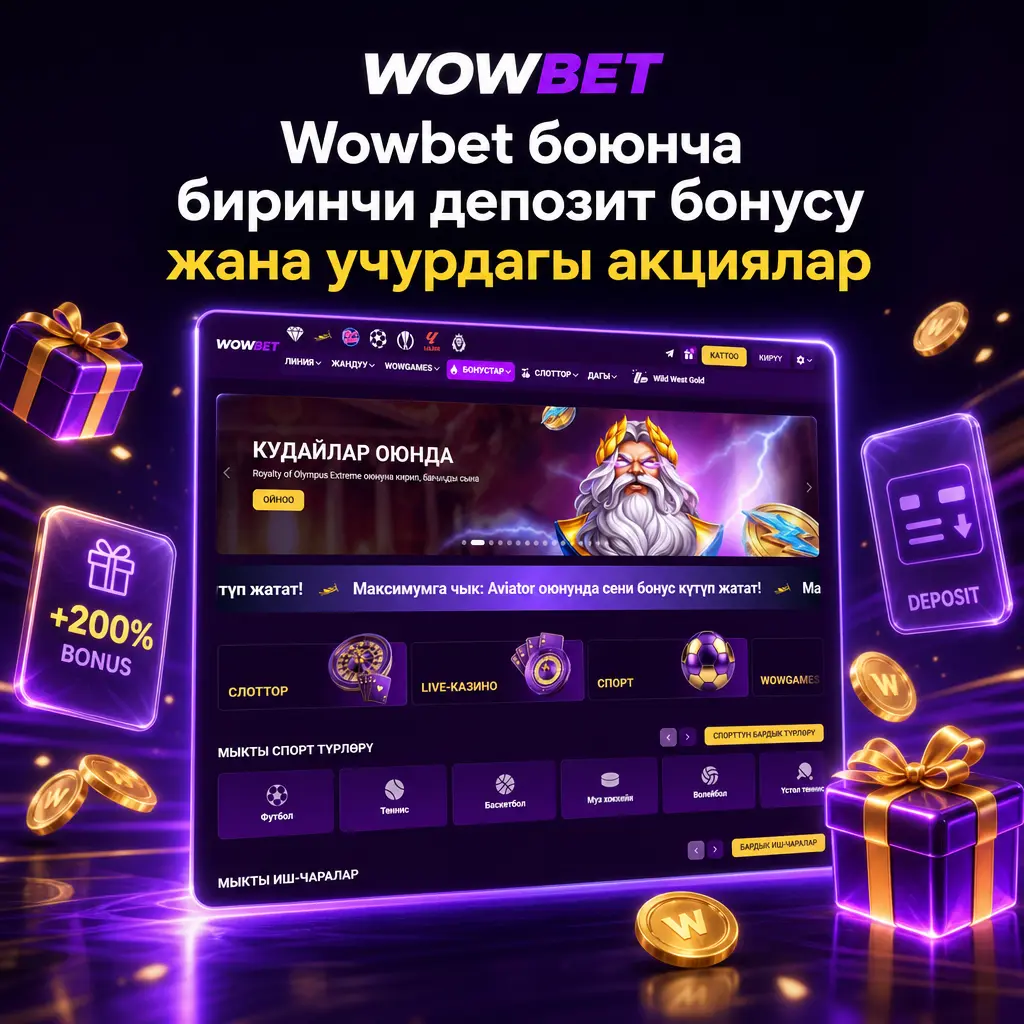 Wowbet казино сайтында биринчи депозит үчүн 1500 EUR жана 150 FS камтыган кош келдиңиз бонусу