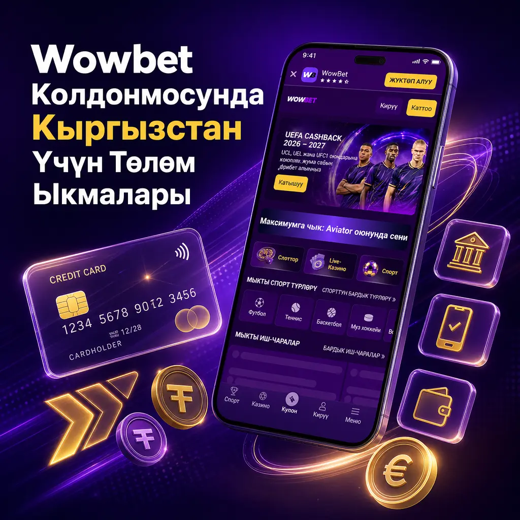 Wowbet колдонмосунда Кыргызстан үчүн VISA, Элкарт, MBank, Optima Bank жана крипто аркылуу төлөм ыкмалары