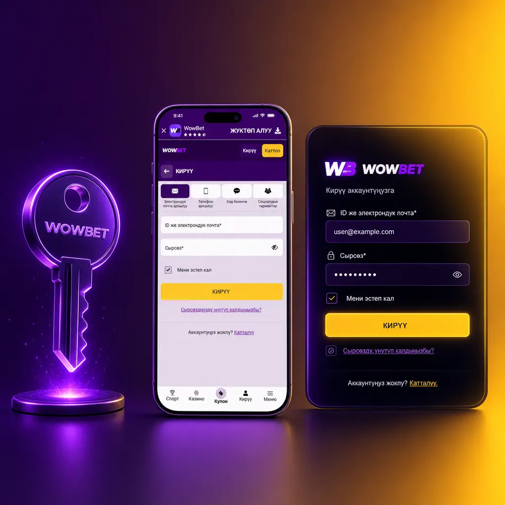 Wowbet'ке Кыргызстанда кирүү үчүн логин жана сырсөздү киргизип, "Кирүү" баскычын басыӊыз