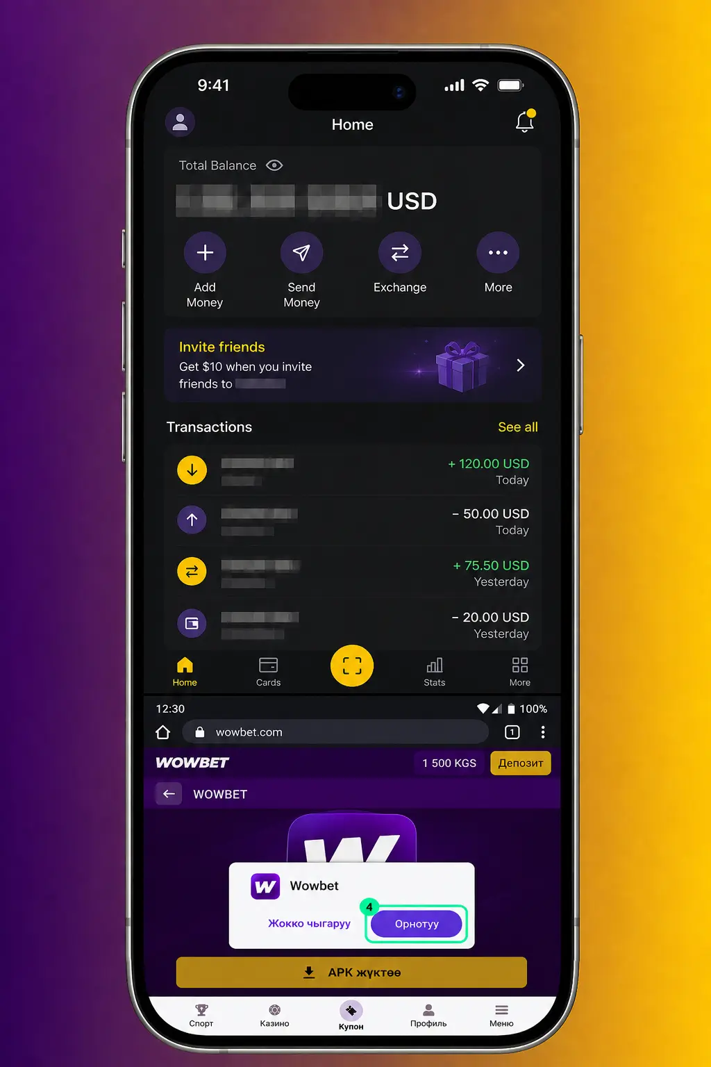 Wowbet APK аркылуу Aviator'ду Android түзмөккө жүктөп орнотуу кадамдары көрсөтүлгөн скриншот