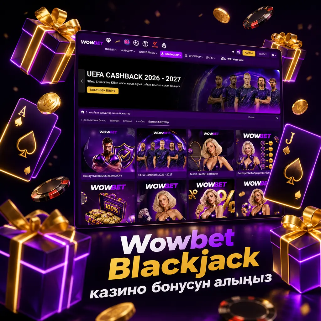 Wowbet Blackjack казино бонусу: катталган соң 1500 EUR + 150 FS чейинки кош келүү топтому, 30x wager шарты менен.
