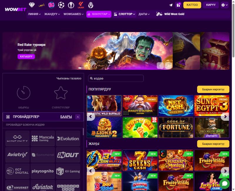 Wowbet слоттор бөлүмү: оюндардын тизмеси жана провайдерлер